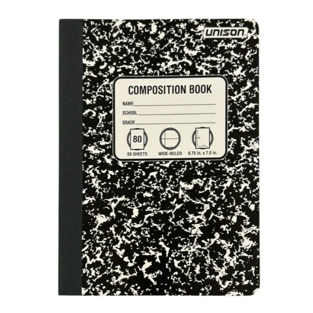 2x Unison Composition/Notebooks 80 Sheets Wide-Ruled